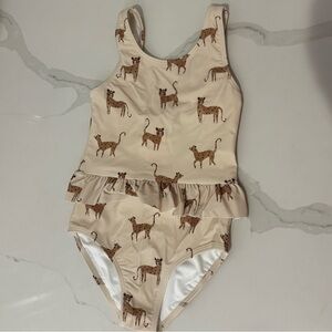 BNWT Rylee + Cru / Quincy Mae Skirted One-Piece Swimsuit • Leopard • UPF 50+